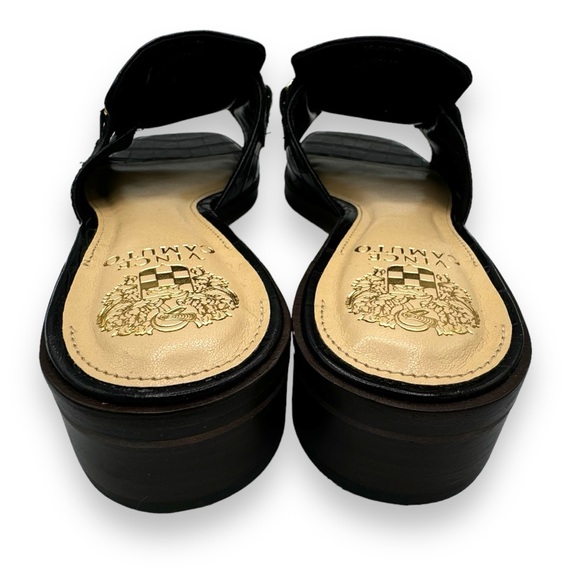 Vince Camuto Jenivey Embossed Slide Loafer Sandals, Black Crocodile, Size 10 - Picture 9 of 11